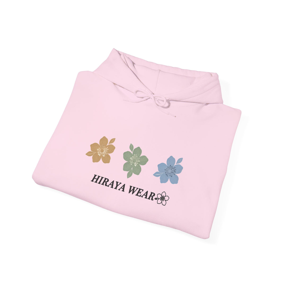 Minimal Floral Logo Hoodie — HIRAYA WEAR Cozy White Pullover