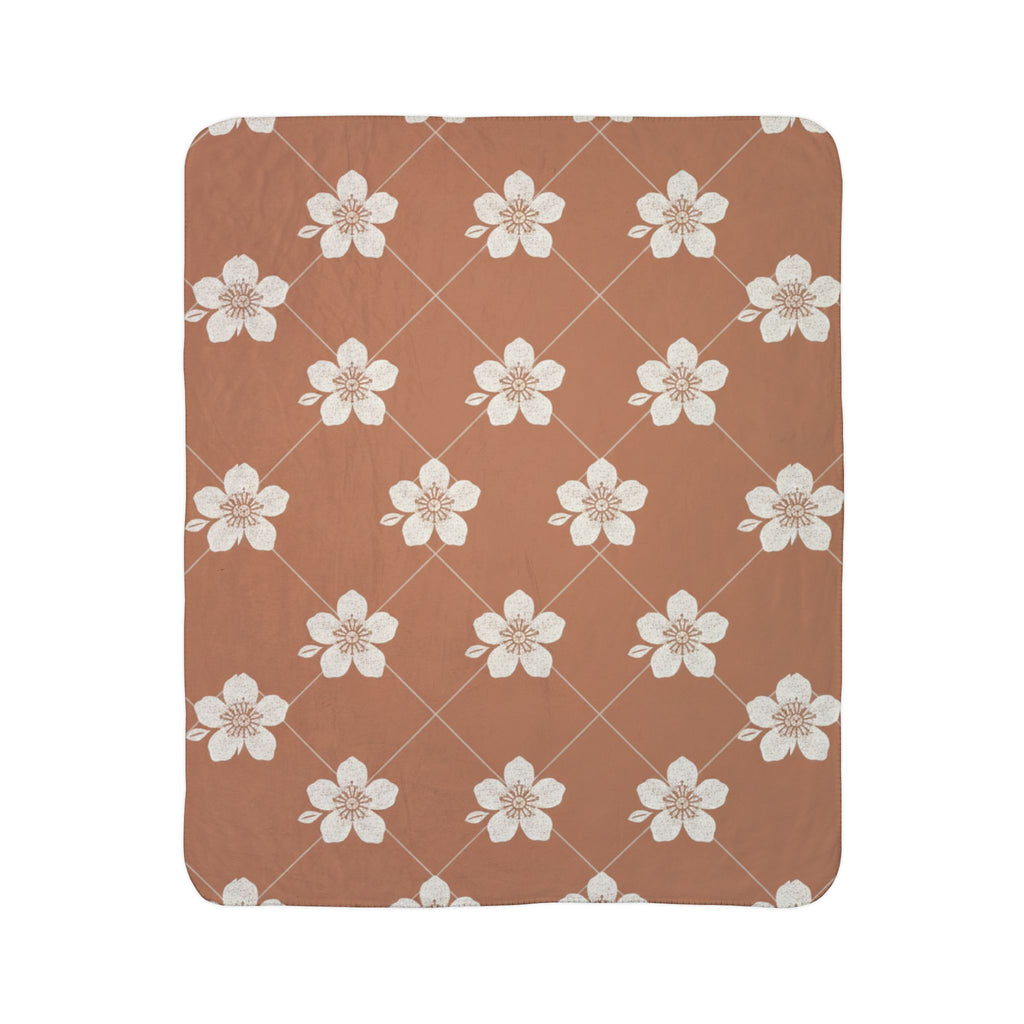 Terracotta Clay 🏺 Floral Fleece Sherpa Blanket Throw