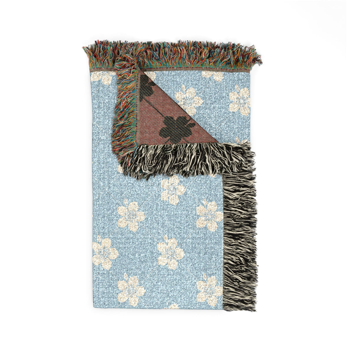 Floral Woven Blanket — Powder Blue☁️ Throw