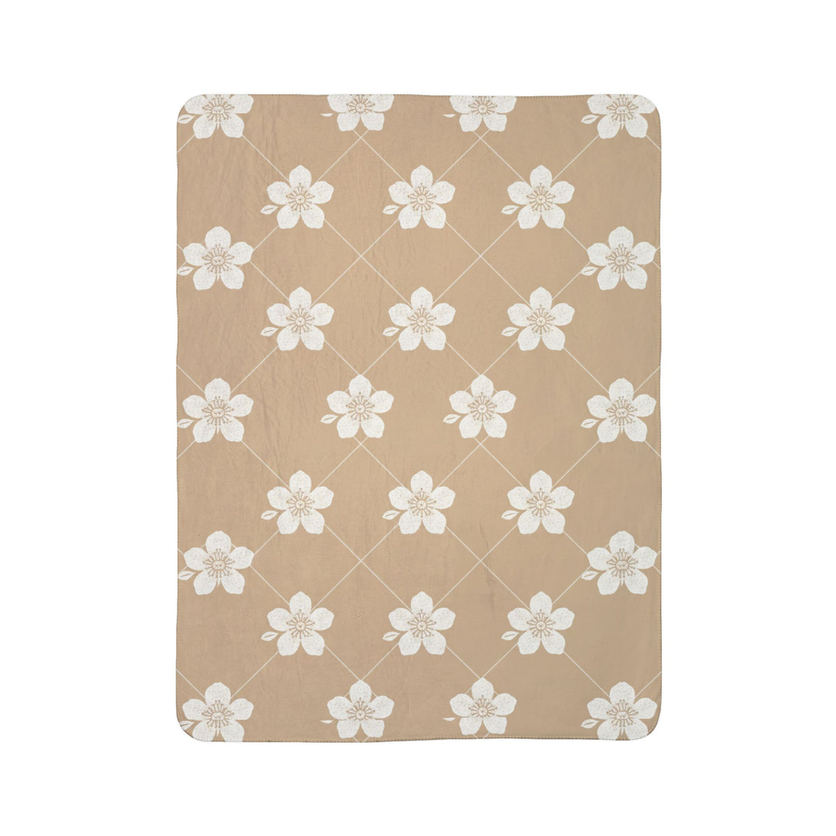 Warm Beige 🟤 Floral Fleece Sherpa Blanket Throw