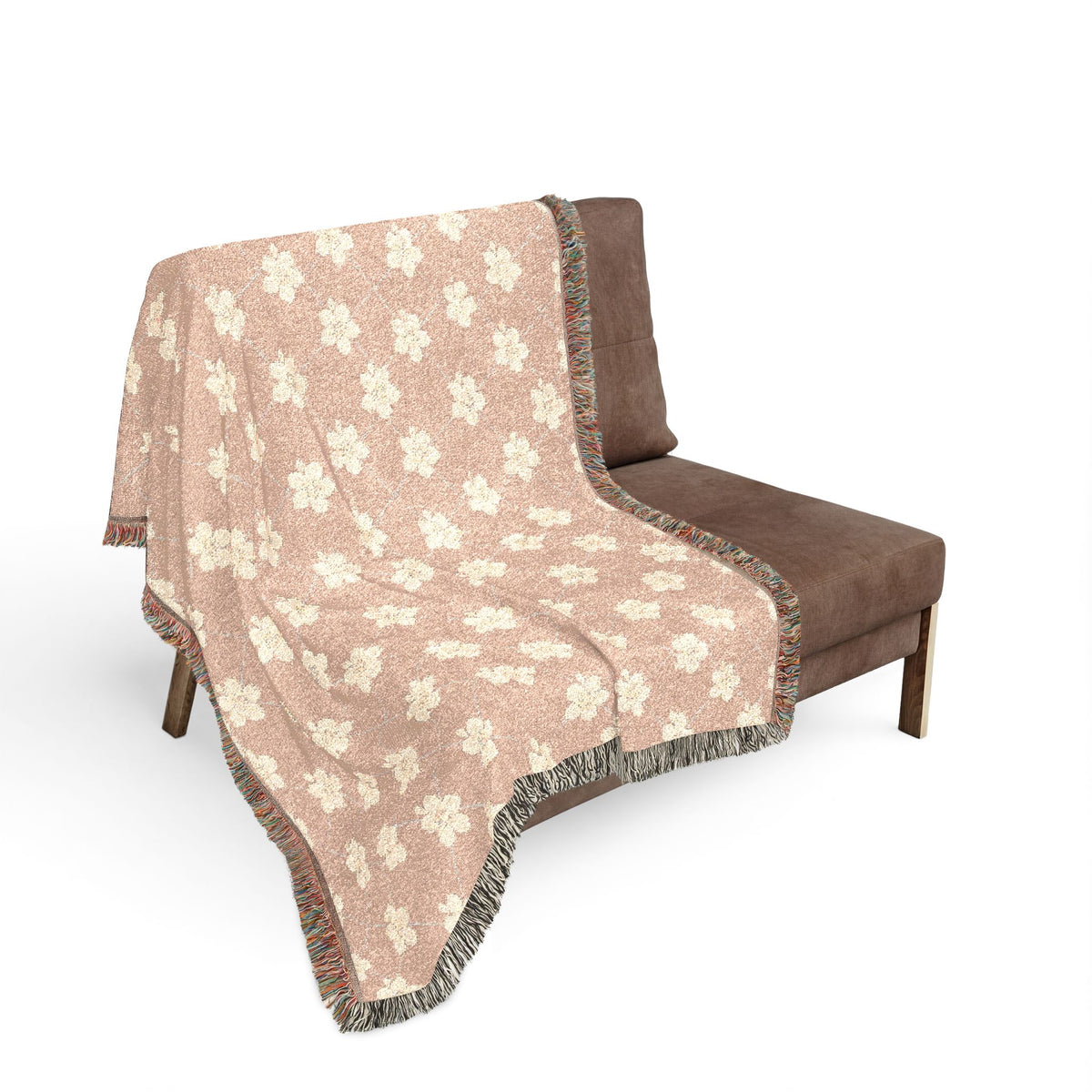 Floral Woven Blanket — Dusty Blush Pink 🌸 Throw