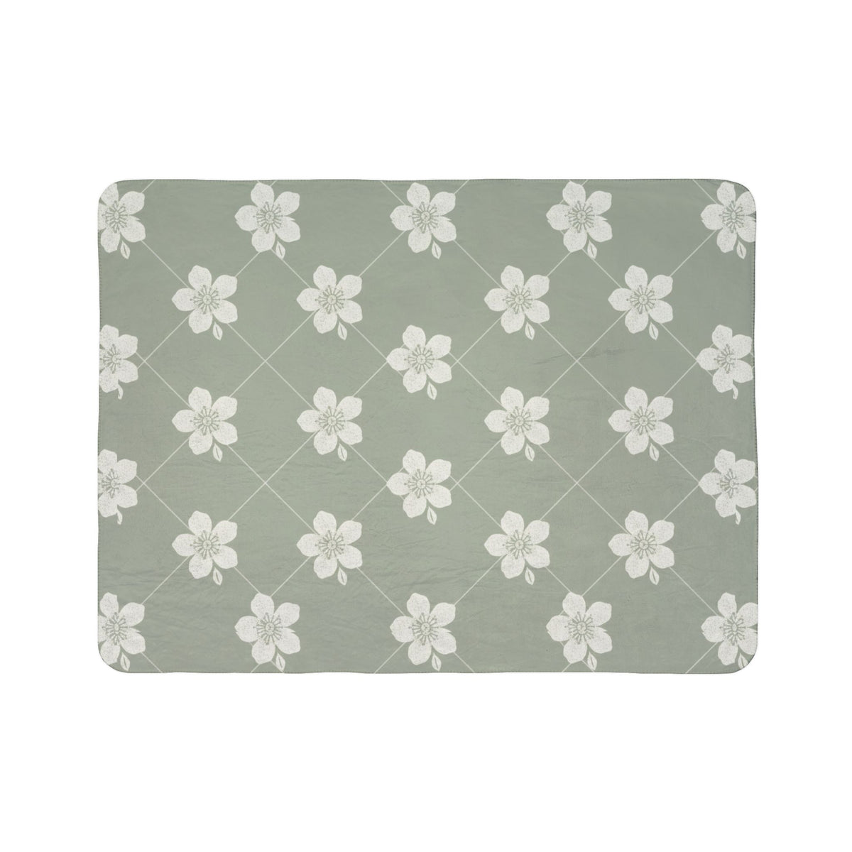 Sage Green 🌿 Floral Fleece Sherpa Blanket Throw
