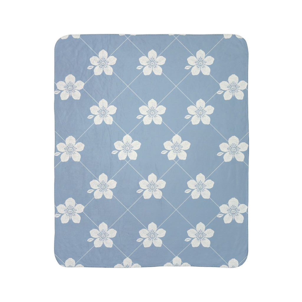 Powder Blue☁️ Floral Fleece Sherpa Blanket Throw