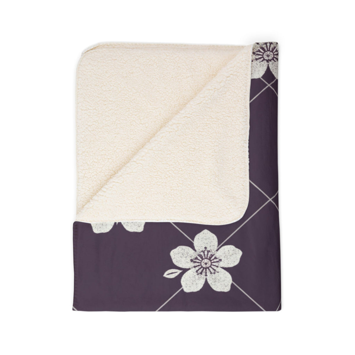Deep Plum 🍇 Floral Fleece Sherpa Blanket Throw