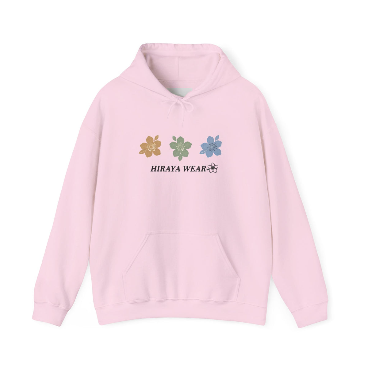 Minimal Floral Logo Hoodie — HIRAYA WEAR Cozy White Pullover