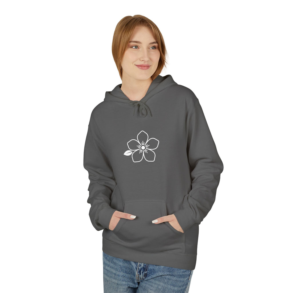 Minimal Hiraya Wear Logo Floral Hoodie – Monochrome Line Art Pullover