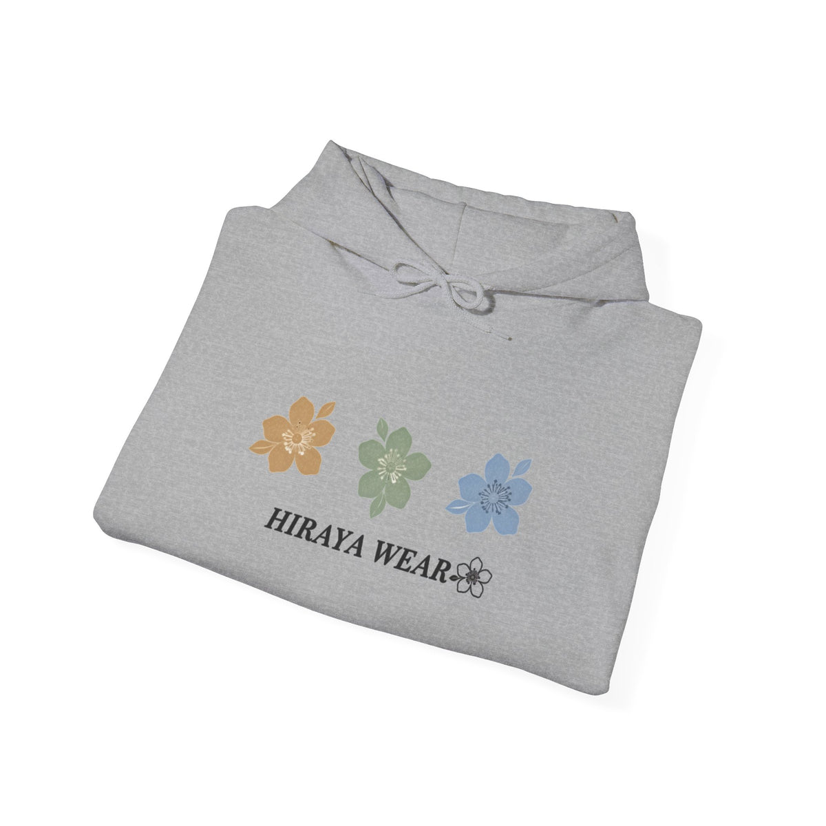 Minimal Floral Logo Hoodie — HIRAYA WEAR Cozy White Pullover