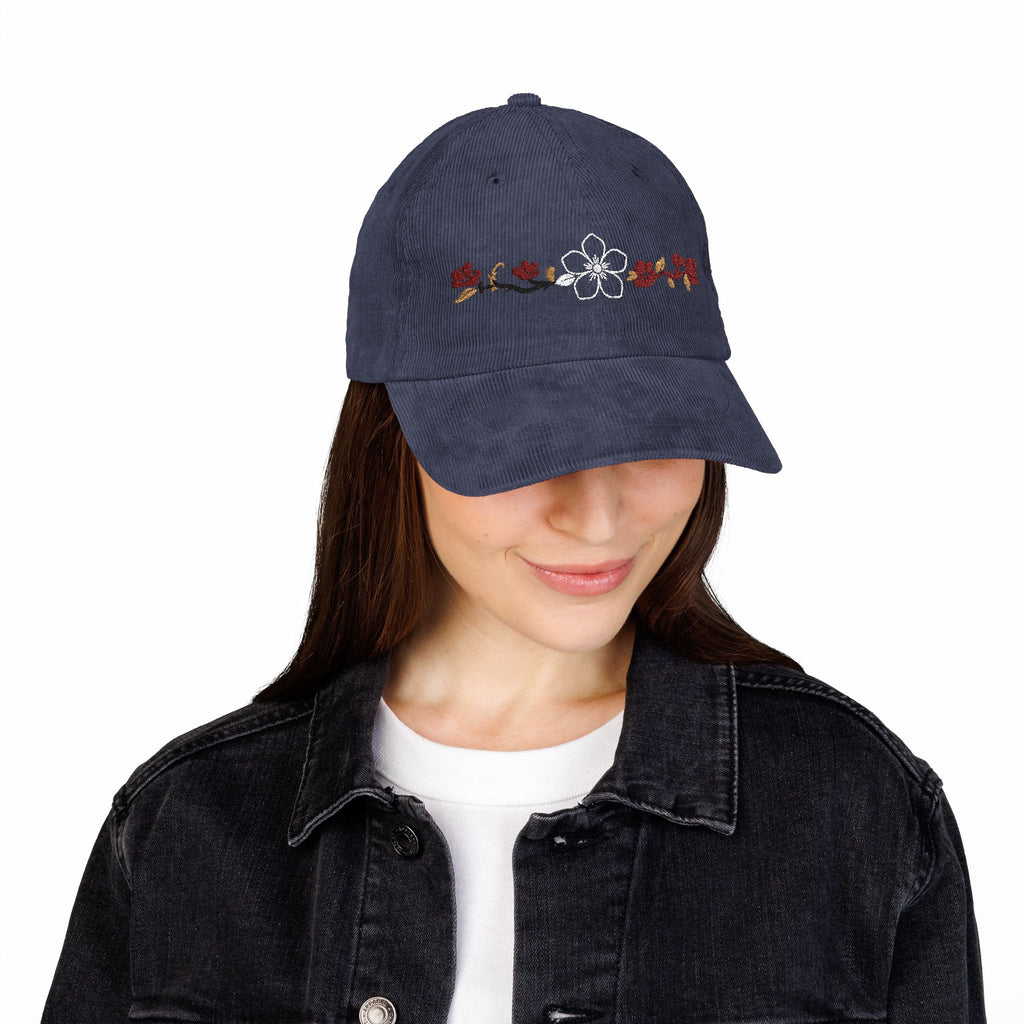 Embroidered Corduroy Hiraya Wear Floral Cap