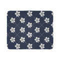 Navy Blue 🌊 Floral Fleece Sherpa Blanket Throw