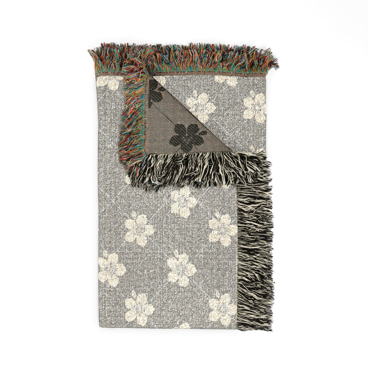 Floral Woven Blanket — Cool Gray 🩶 Throw