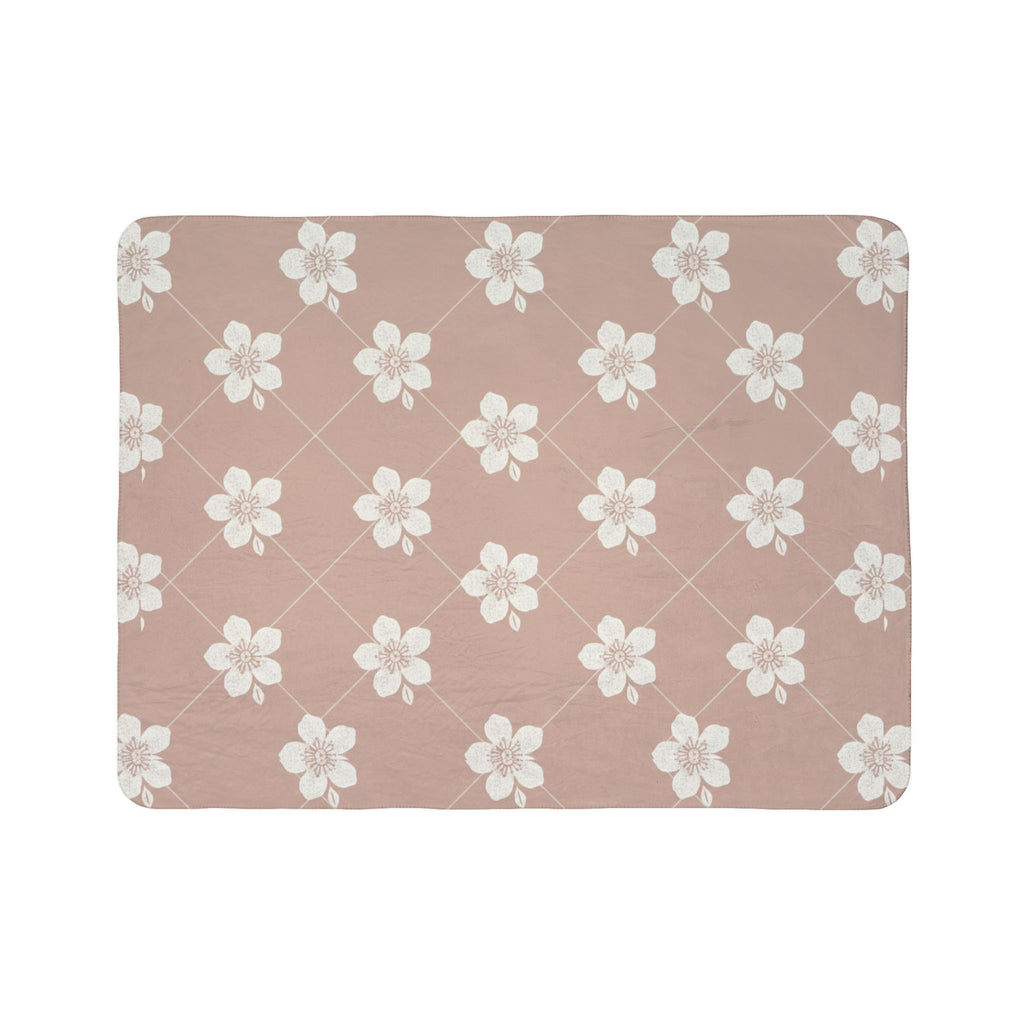 Dusty Blush Pink 🌸 Floral Fleece Sherpa Blanket Throw