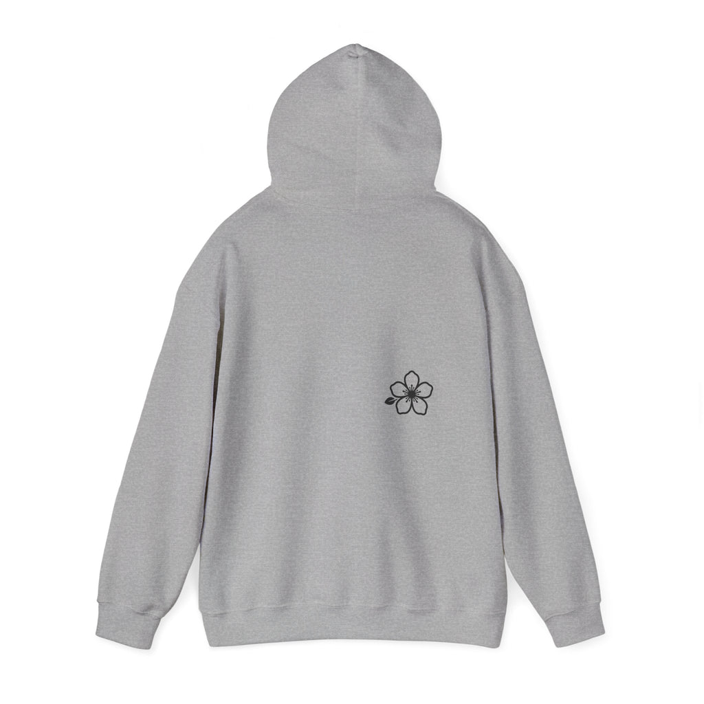 Minimal Floral Logo Hoodie — HIRAYA WEAR Cozy White Pullover