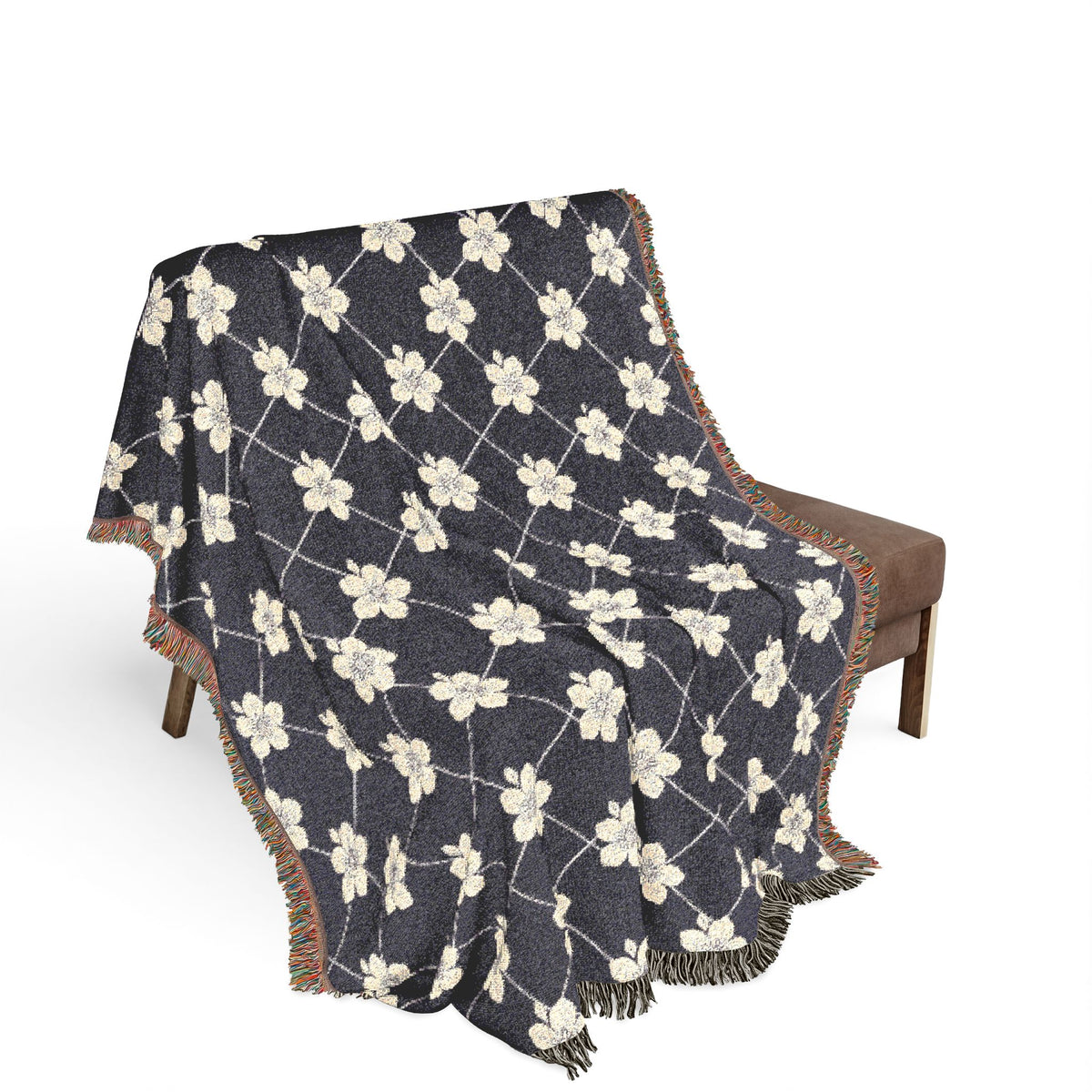 Floral Woven Blanket — Deep Plum 🍇 Throw