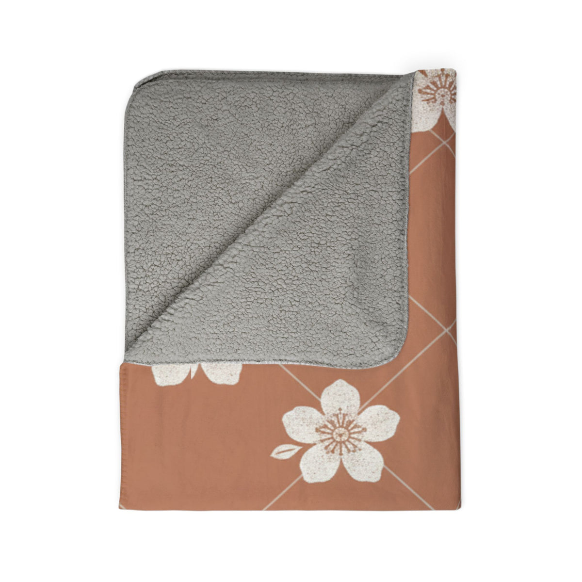 Terracotta Clay 🏺 Floral Fleece Sherpa Blanket Throw
