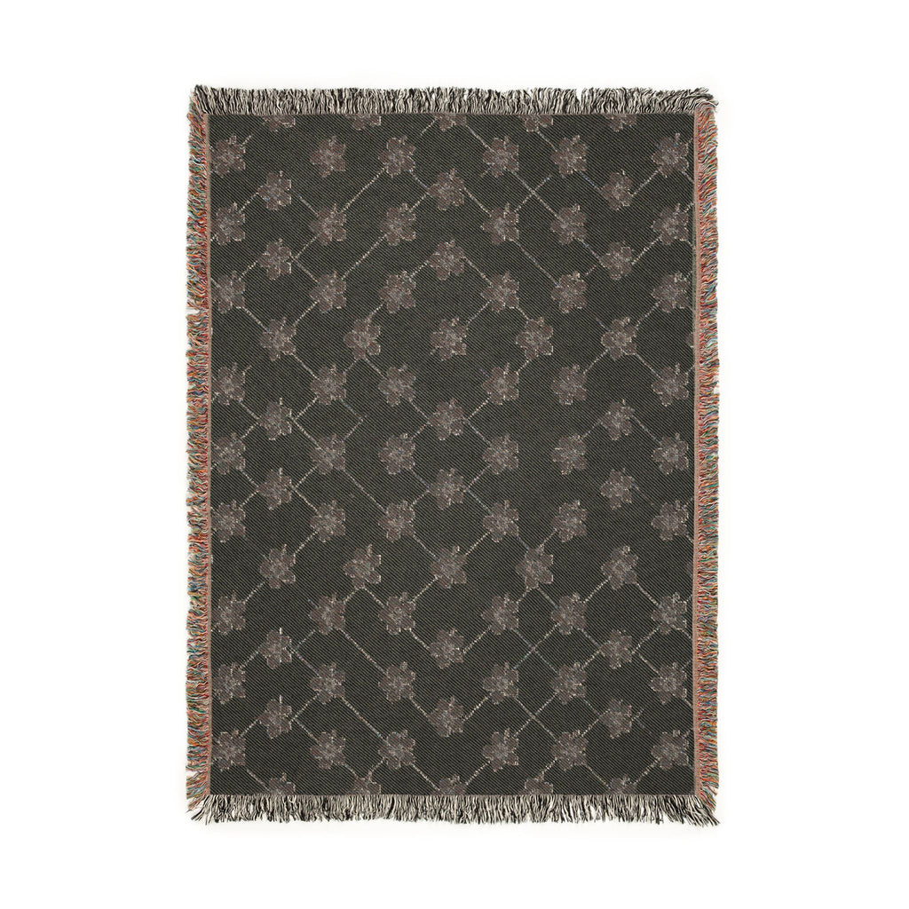 Floral Woven Blanket — Black & White (Light) 🤍 Throw