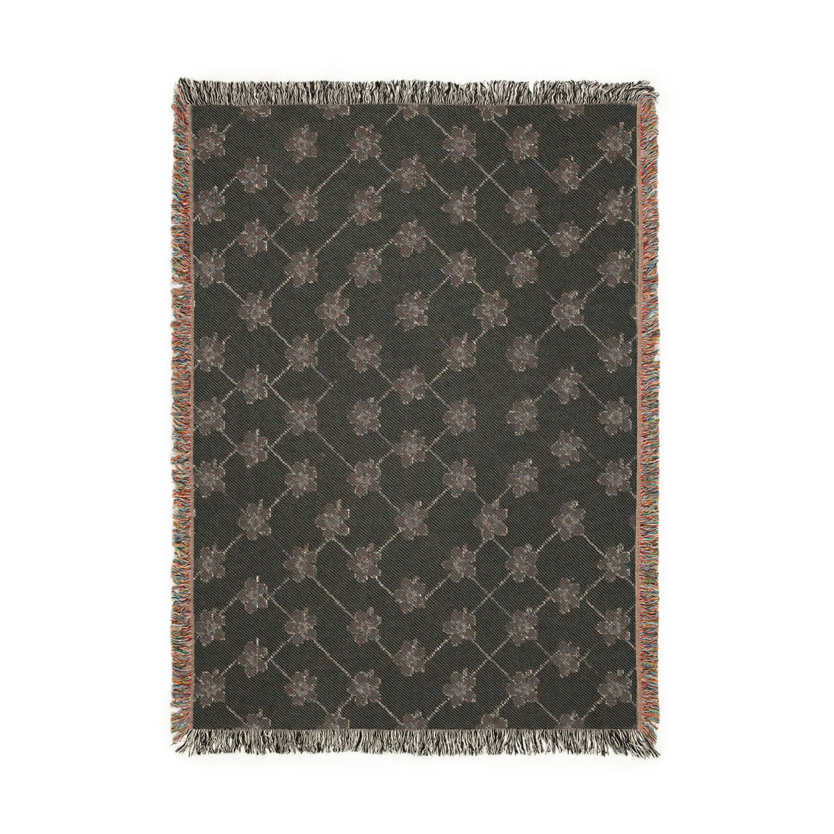 Floral Woven Blanket — Black & White (Light) 🤍 Throw