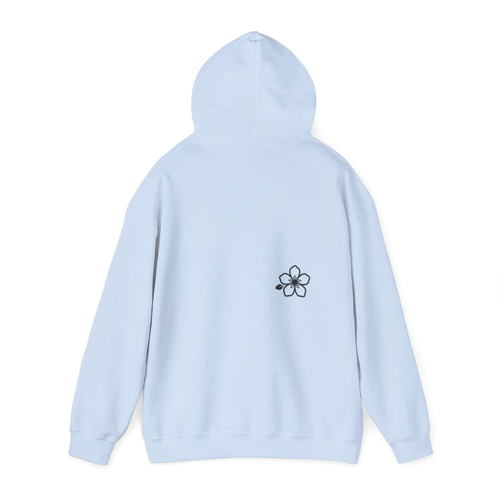 Minimal Floral Logo Hoodie — HIRAYA WEAR Cozy White Pullover