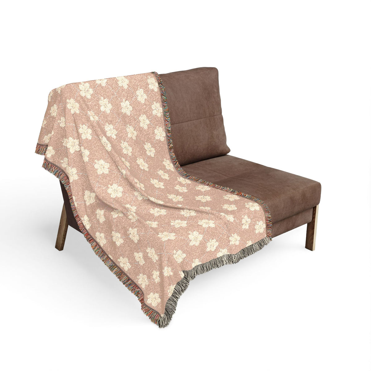 Floral Woven Blanket — Dusty Blush Pink 🌸 Throw