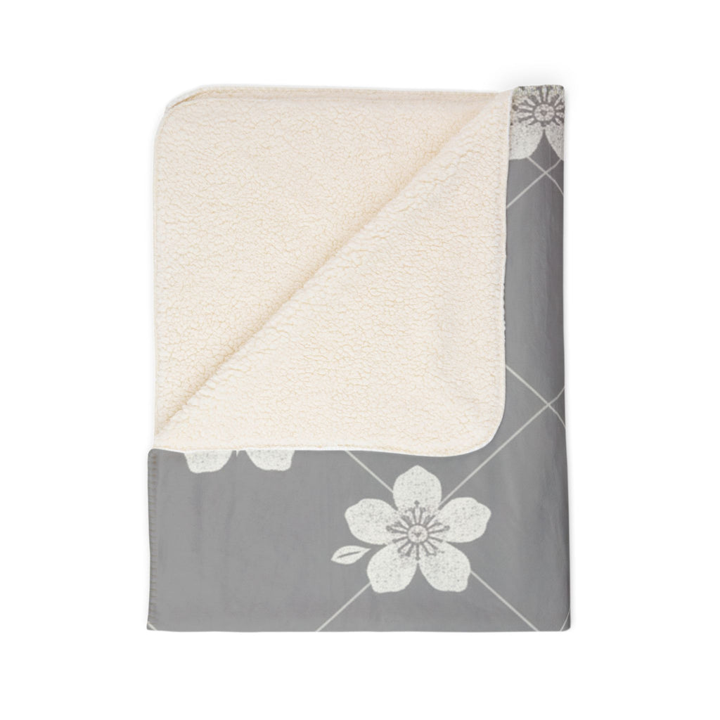 Cool Gray 🩶 Floral Fleece Sherpa Blanket Throw