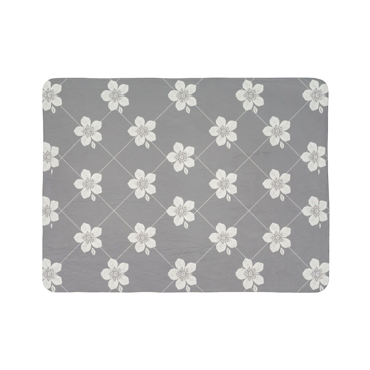 Cool Gray 🩶 Floral Fleece Sherpa Blanket Throw