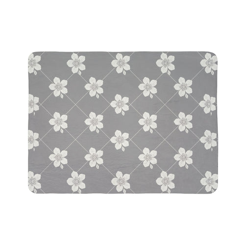 Cool Gray 🩶 Floral Fleece Sherpa Blanket Throw