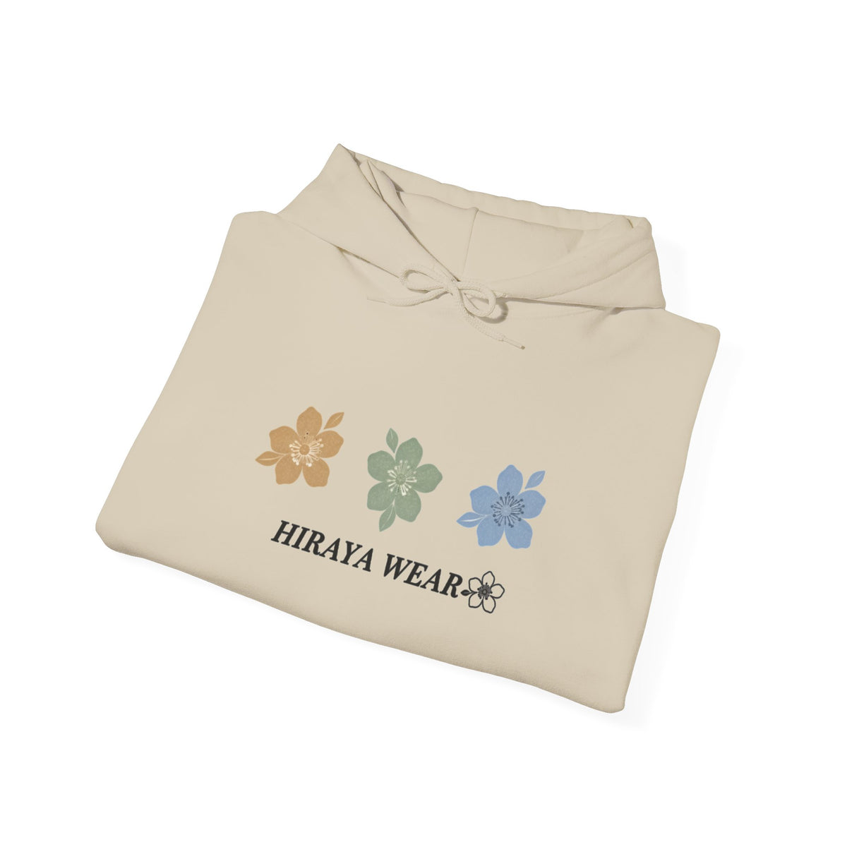 Minimal Floral Logo Hoodie — HIRAYA WEAR Cozy White Pullover