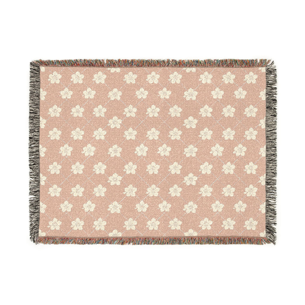 Floral Woven Blanket — Dusty Blush Pink 🌸 Throw