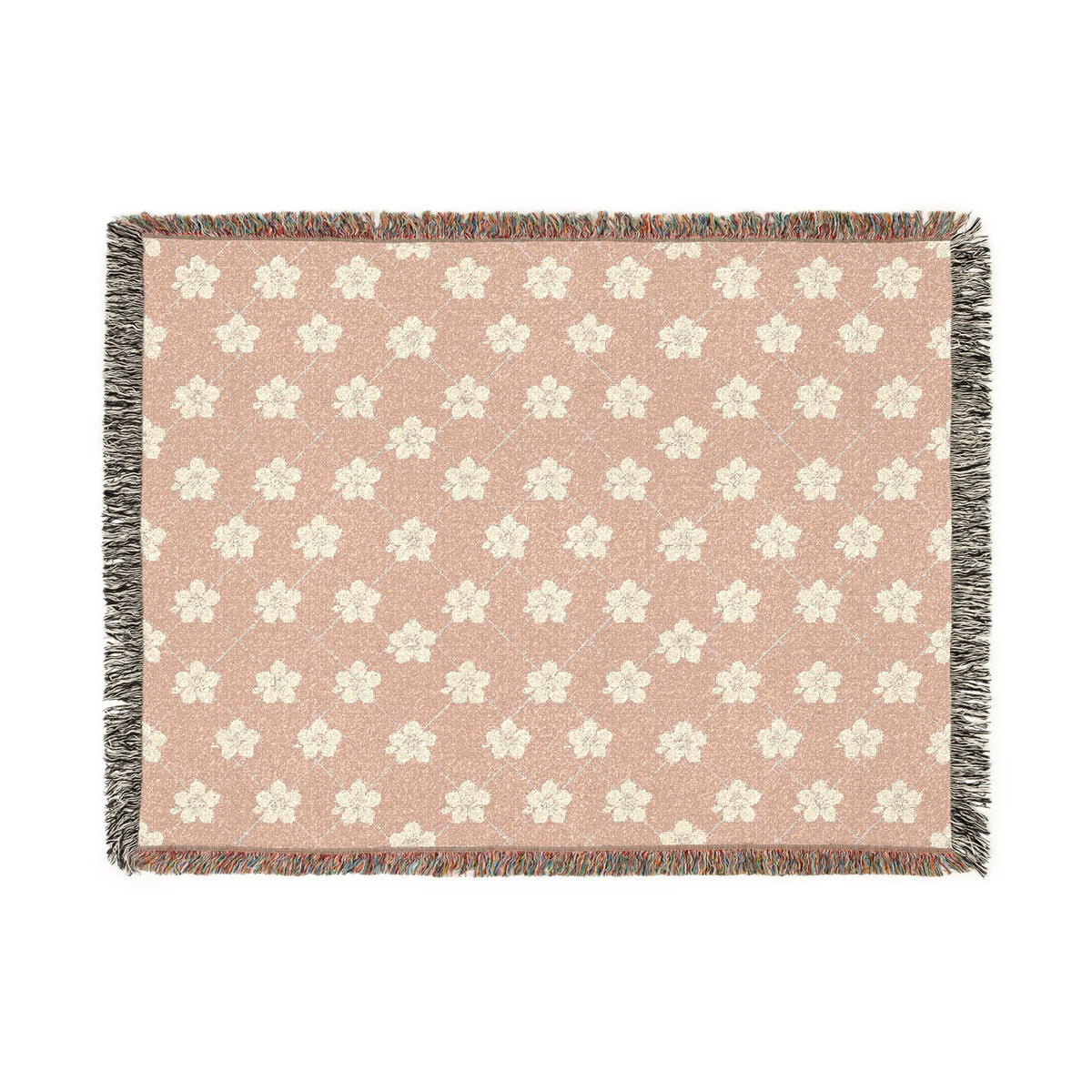 Floral Woven Blanket — Dusty Blush Pink 🌸 Throw