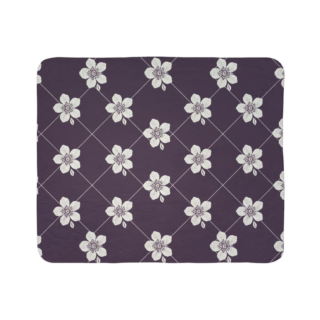 Deep Plum 🍇 Floral Fleece Sherpa Blanket Throw