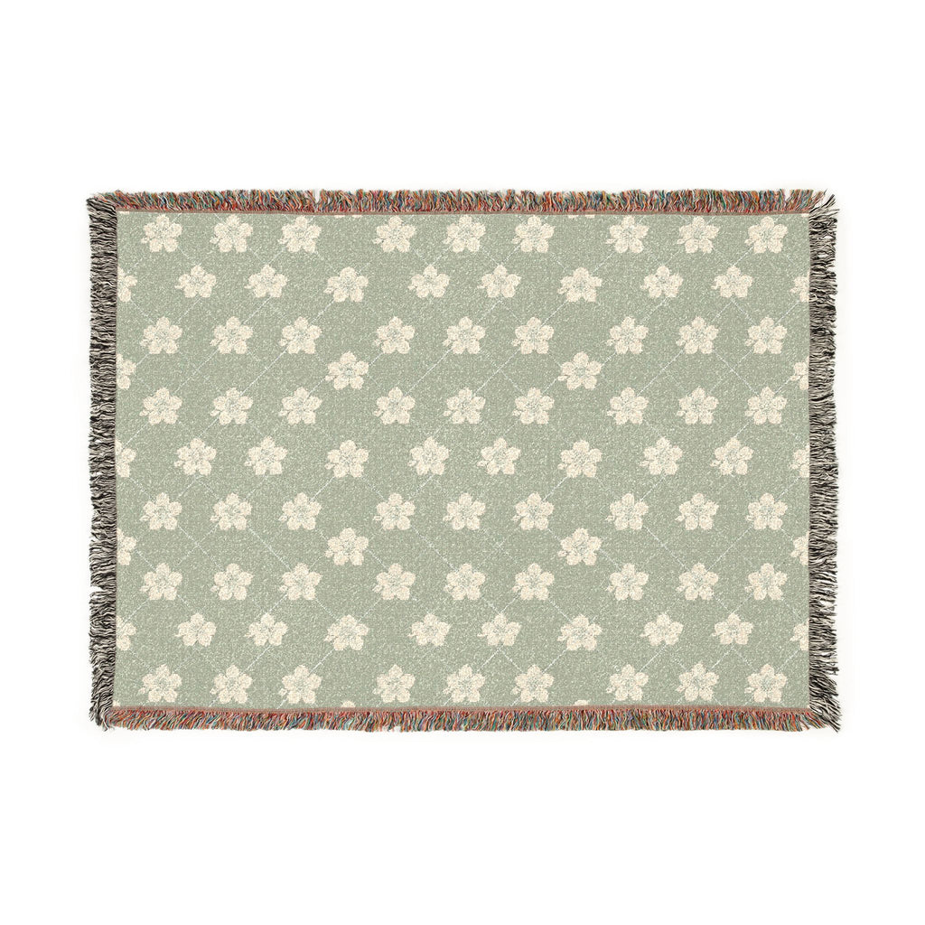 Floral Woven Blanket — Sage Green 🌿 Throw