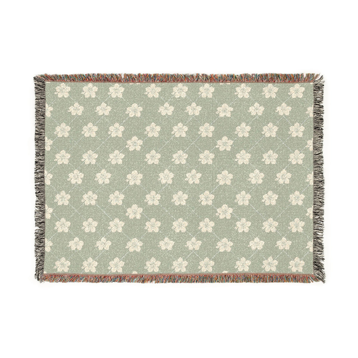 Floral Woven Blanket — Sage Green 🌿 Throw
