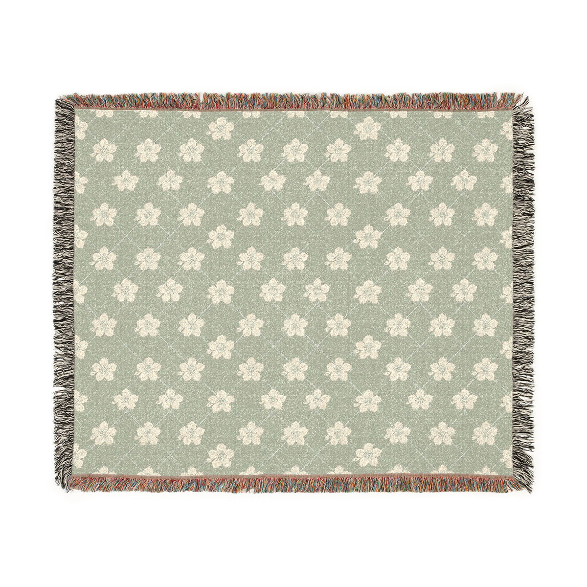 Floral Woven Blanket — Sage Green 🌿 Throw