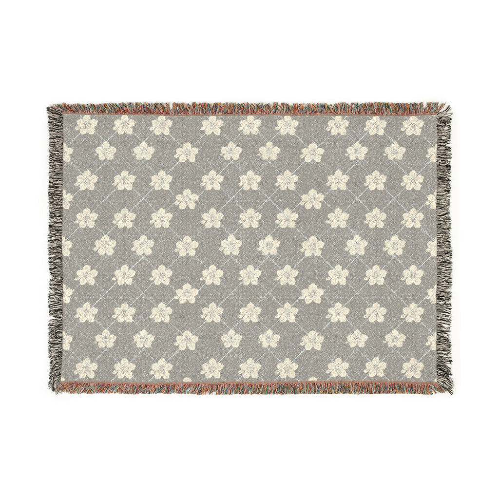 Floral Woven Blanket — Cool Gray 🩶 Throw