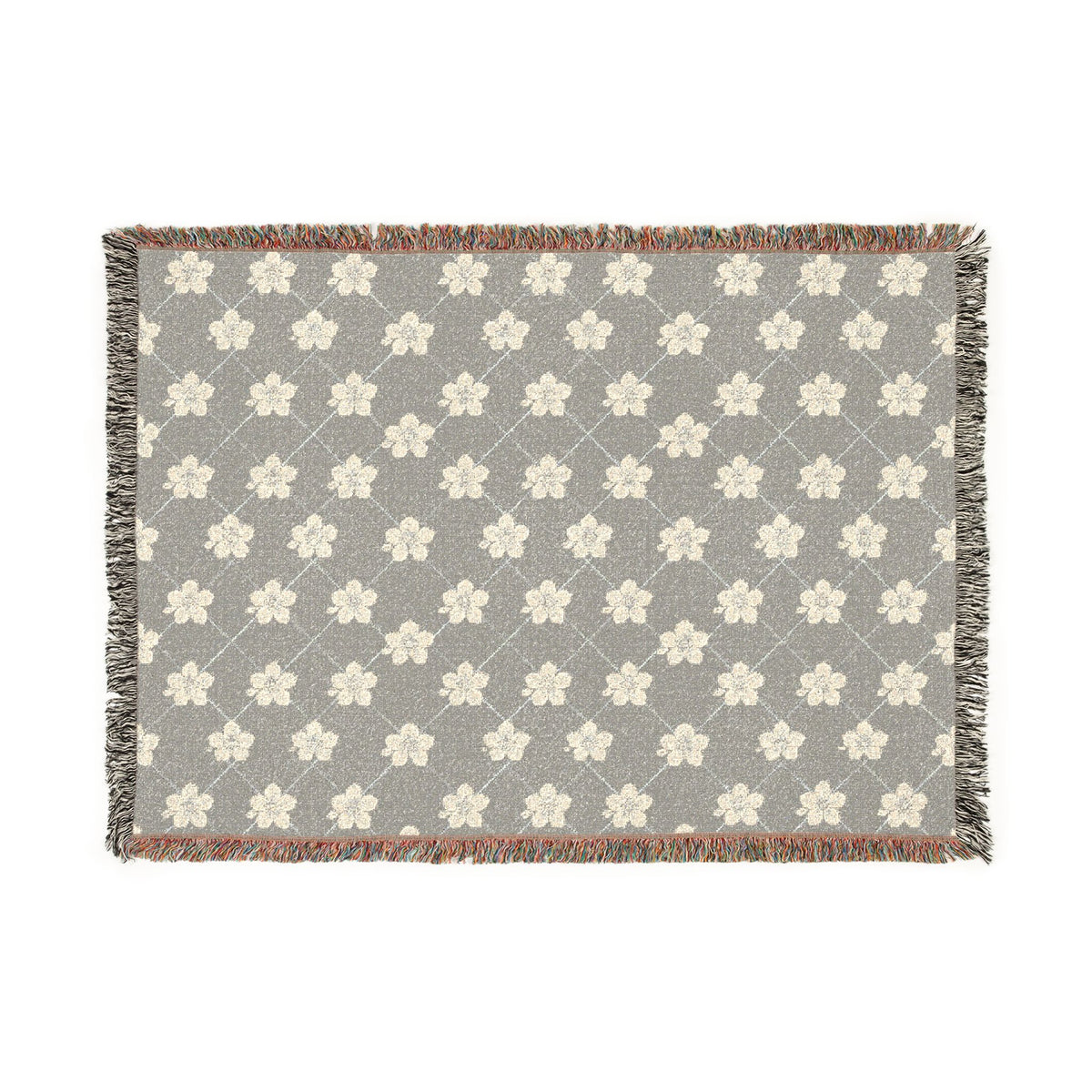 Floral Woven Blanket — Cool Gray 🩶 Throw