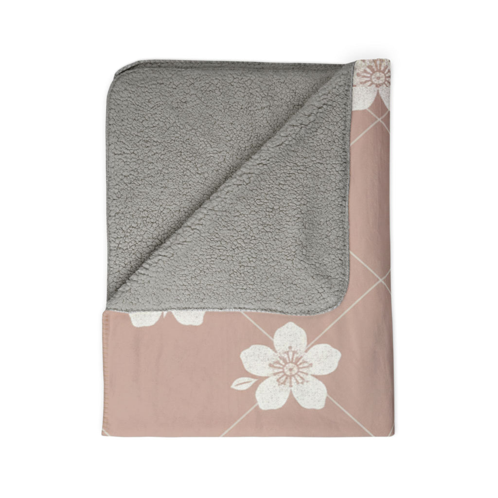 Dusty Blush Pink 🌸 Floral Fleece Sherpa Blanket Throw