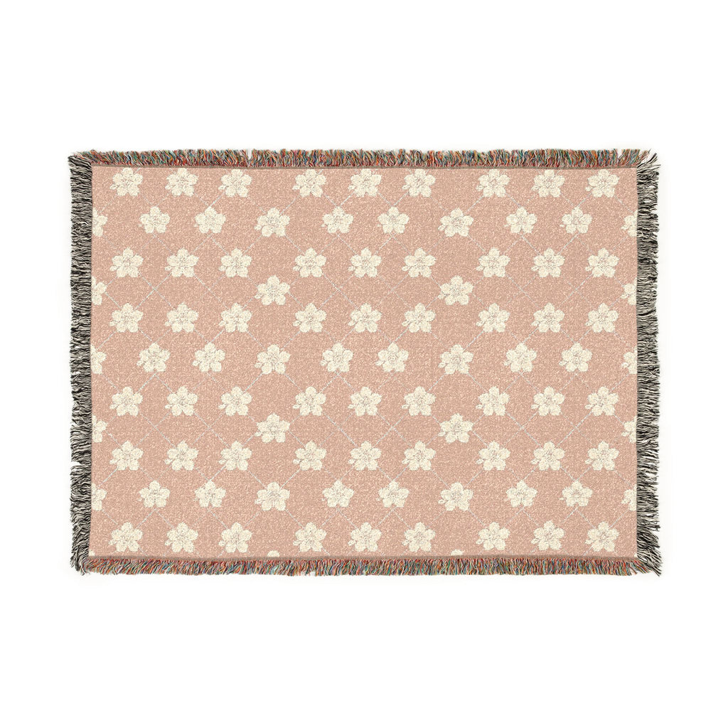 Floral Woven Blanket — Dusty Blush Pink 🌸 Throw