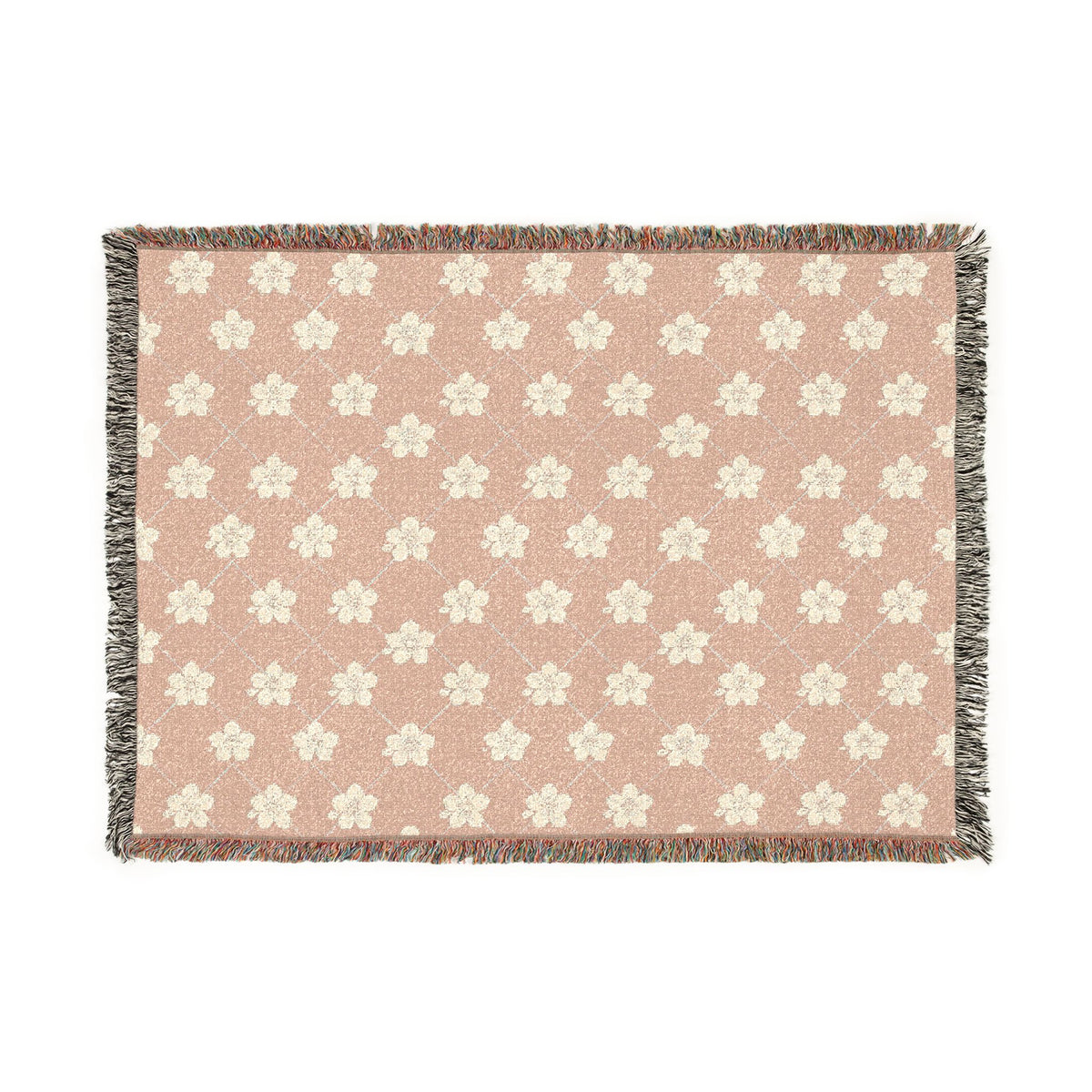 Floral Woven Blanket — Dusty Blush Pink 🌸 Throw