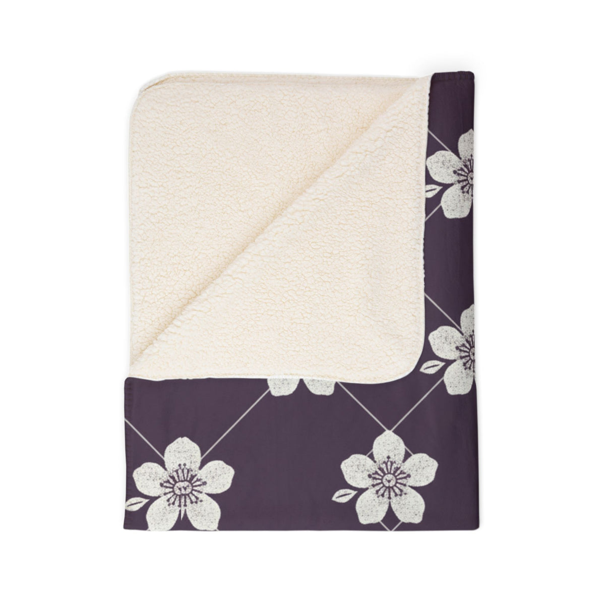 Deep Plum 🍇 Floral Fleece Sherpa Blanket Throw