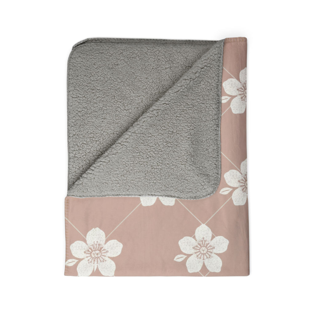 Dusty Blush Pink 🌸 Floral Fleece Sherpa Blanket Throw